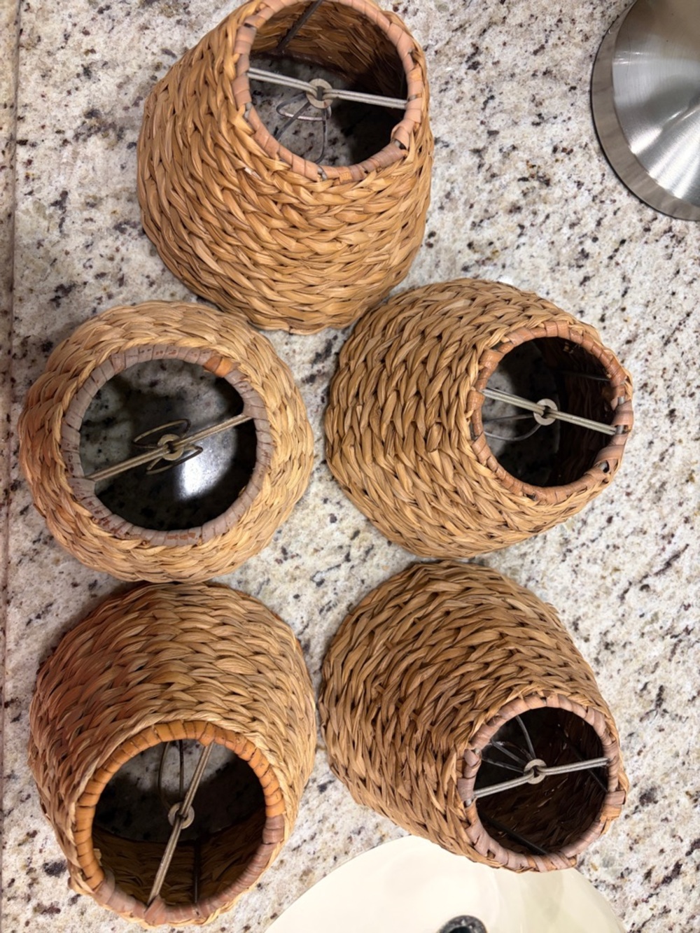 Set of 5 Braided Natural Seagrass Lamp Shade  for Chandeliers or Light Fixtures - Picture 4 of 4